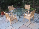 Large mandala table set with teak chairs