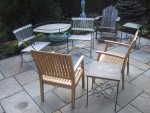 Tet et Tet and Patio tables with teak chairs