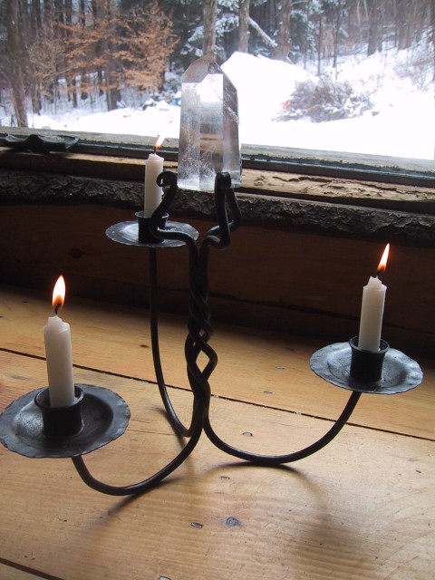 Triple Candle Crystal Holder